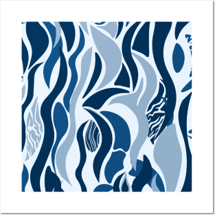 Abstract blue tribal pattern Posters and Art